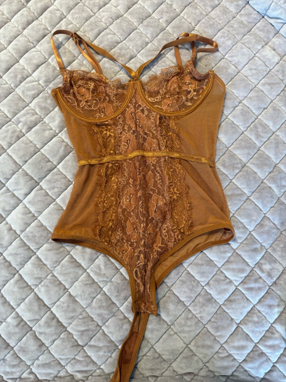 Lace-Front Rust Brown Bodysuit